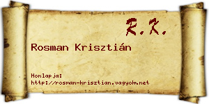 Rosman Krisztián névjegykártya